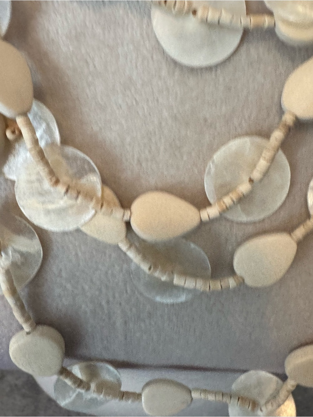Multi-Strand Beige Shell Statement Necklace - - Picture 7 of 16